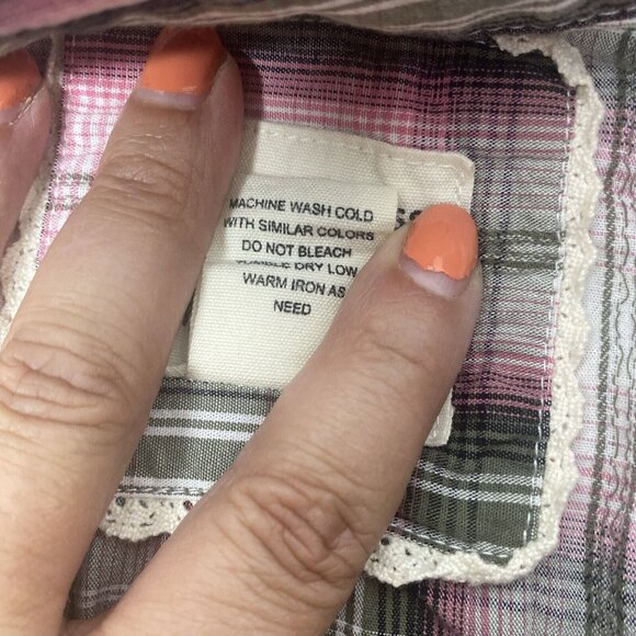 Cotton Express Womens Button Up Pink Gray Plaid Cotton Sz XS 3/4 Sleeves Western - Picture 10 of 16